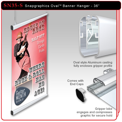 36" Snapgraphics Grippers - Oval Banner Hanger