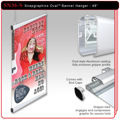 48" Snapgraphics Grippers - Oval Banner Hanger