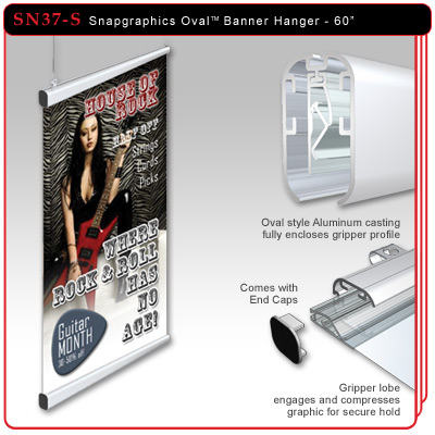 60" Snapgraphics Grippers - Oval Banner Hanger