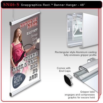 48" Snapgraphics Grippers - Rectangular Banner Hanger