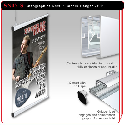 60" Snapgraphics Grippers - Rectangular Banner Hanger